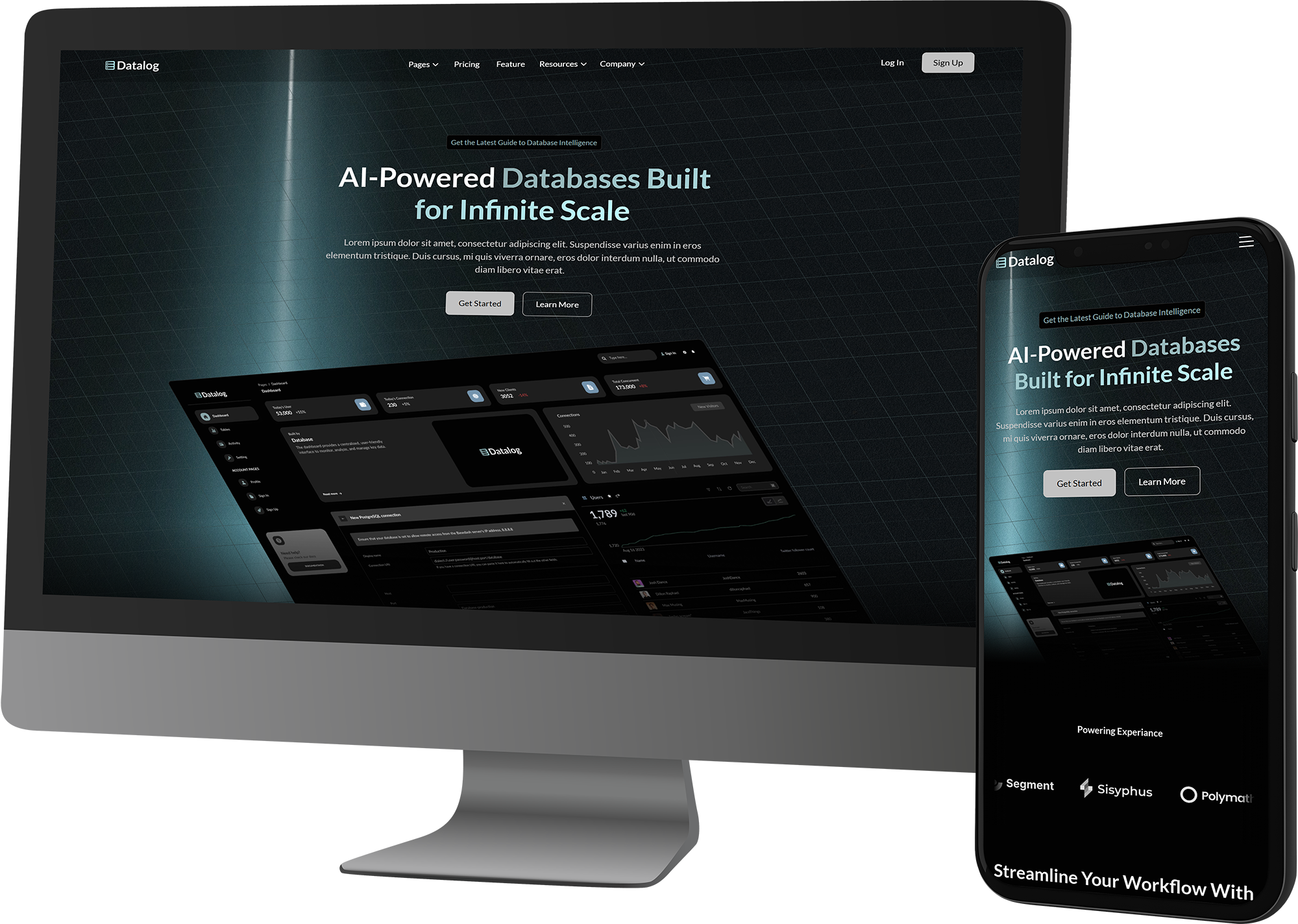 Website design displayed across desktop, tablet, and mobile screens